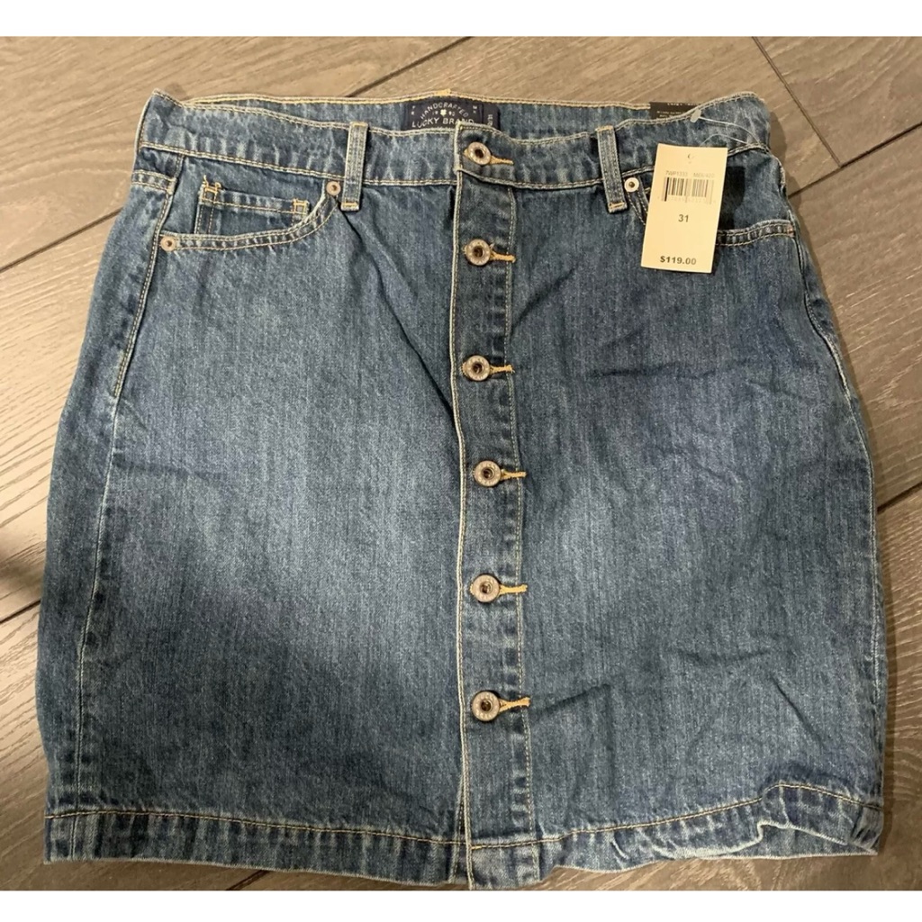 Lucky Brand Womens High Rise Button Front Denim Pencil Skirt Size 31 Retail119